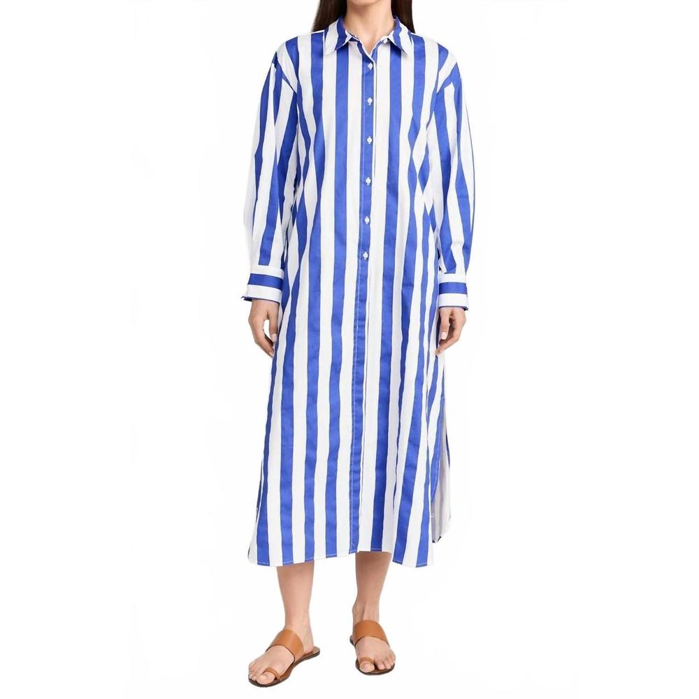 NEW ENGLISH FACTORY stripe maxi dress in blue